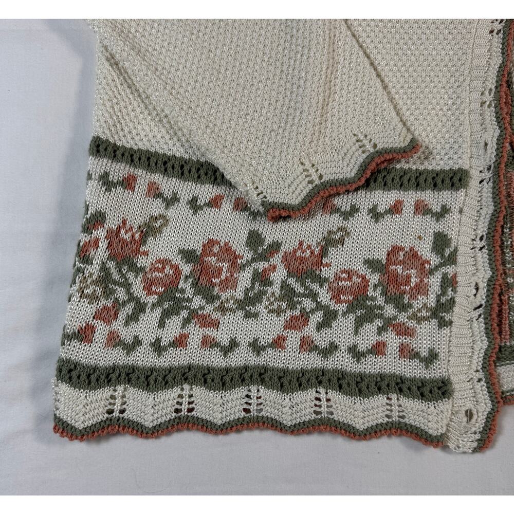 Vintage Cricket Lane Petite M Floral Knit Cardigan Cottagecore Pearl Buttons - Picture 4 of 10